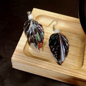 Origami Handmade Leaf Earrings